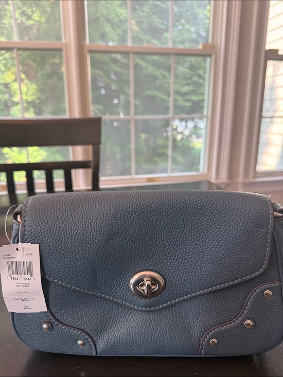 Coach Handbags - NWT Coach Blue Pebbled Leather Turn-Lock Crossbody
